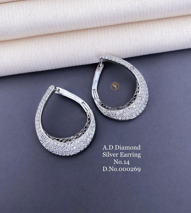 AD Diamond Rose Gold And Silver Fancy Earrings 2 Wholesalers In Delhi
